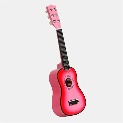 53,3 cm Lindenholz-Ukulele, 6 Saiten, kleiner Bass, Akustikgitarre, Musikinstrumente (Rosa)