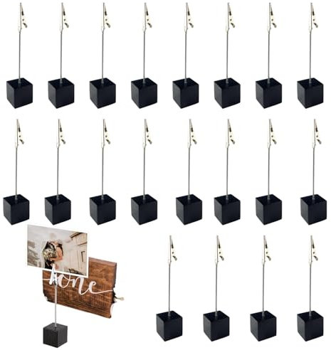 20 Stück Memo Clip Halter Mit Stehend, Postkartenhalter, Holz Fotohalter Mit Klammern, Bildhalter Mit Clips, Sitzkartenhalter, Memohalter, Für Hausdekoration, Party, Büro, Hochzeits (Schwarz)