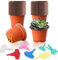TAIHOBO Macetas Plastico, Ø 11,3cm Macetas Pequeñas, 60 Piezas Maceta Plastico Marrón con Orificios de Drenaje, Tiestos para Plantas Interior Exterior con 60 Etiquetas, para Trasplante Siembra