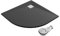 SMC Duschwanne 90x90cm halbrund flach schwarz mit Ablaufgarnitur Duschtasse