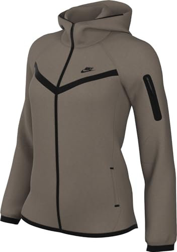 Nike Felpa con Cappuccio E Zip A Tutta Lunghezza Sportswear Tech Fleece Windrunner – Donna, Mink Brown/Black, HV6747-233, XS