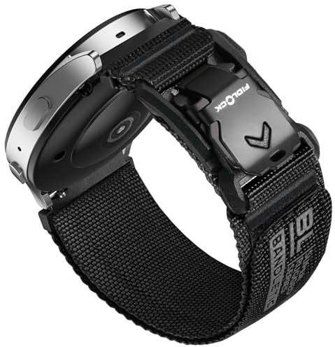 Bandletic 20mm Cinturino Compatibile con Samsung Galaxy Watch 7/6/4/5 40mm 44mm/6 Classic 43mm 47mm/5 Pro 45mm/4 Classic 42mm 46mm con Magnetic Fidlock V-Buckle, Nylon Sportivo Band per Uomini, Nero