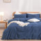 Gezu Bettwäsche 135x200cm Baumwolle Blau Marineblau 2Teilig Einzelbett Bettwäsche Set Oeko-TEX® Standard Zertifiziert Wende Bettwäsche Bettbezug 135x200 und Kissenbezüge 80x80 mit Reissverschluss