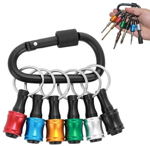 AONAYO 6er-Pack Bit Halter, 1/4 Sechskant-Schraubendreherbit, Verlängerungen, Magnetisch, Aluminiumlegierung, Mit Schwarzem Karabiner, Akkuschrauber