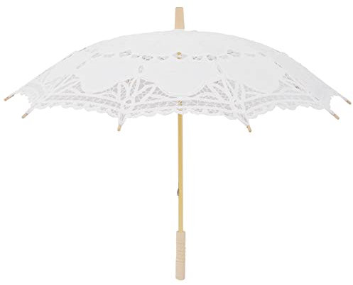 Rtxbvg 80 cm Parapluie de Mariage de Broderie de Dentelle Victorienne, Parasol Nuptiale, Blanc