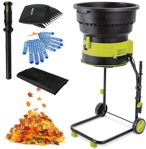 Electric Leaf Mulcher Garden Shredder2500W Garden Compost Leaf Crusher with Wheels & Storage Bag, 8000rpm Chippers with 54cm Funnel Diameter for Yard Cleanup(20m-power-cord)