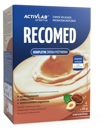 Activlab Pharma RecoMed Trinknahrung – Vollständige medizinische Ernährung in Pulverform – 6 x 65 g – mit Eiweiß, Vitaminen & Mineralstoffen – Walnuss