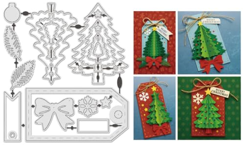 UNICRAFTALE 24 Stk 3D Metall Stanzformen Mit Weihnachtsbaum Motiv Für Die Kartengestaltung Weihnachtsbaum Schneeflocke Blätter Schablonen Stanzformen Vorlagen Scrapbooking Prägevorlage Für DIY Dekor