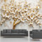 Blumen Ornament Perlen Tapete Selbstklebende Fototapete Blume Gold Metallic Tapeten Baum Pflanzen Wandtapete Vinyl Wasserdicht Wandaufkleber für Wohnzimmer Schlafzimmer Küchen 350x260 cm