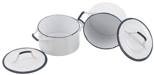FRCOLOR 2 Piezas Ollas con Borde Azul para Casita de Muñecas Decoración Accesorios Cocina Miniatura