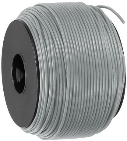 QUARKZMAN Cable de Silicona, 20 AWG Alambres Eléctricos Flexible de Cobre Estañado Trenzado de 91.5m, Resistente a Altas Temperaturas (200 °C/392 °F), Carrete para Electrodoméstico, Gris