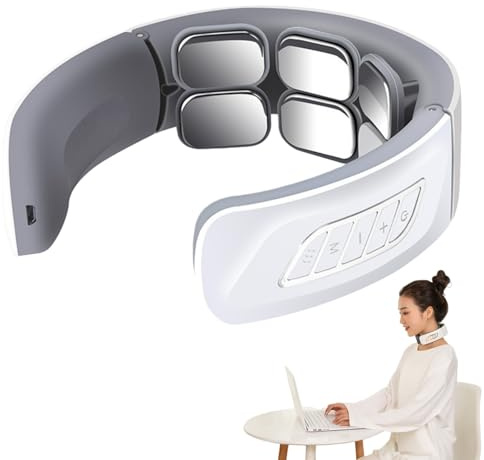 Masseur Cervical,6 Modes 9 Niveaux Massage de cou Electrique Intelligent,Massage à Impulsions sur 6 Têtes et Fonction de Chauffage à Température Constante pour Un massage Précis Au Bureau et à Maison