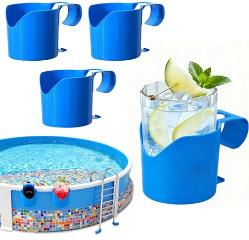4 Stück Pool Zubehör,Getränkehalter Pool,für Poolrand Cup,Holder Becherhalter Whirlpool,Kunststoff aus Schwimmbäder,Getränke Ohne Halter,Bierhalter Getränkehalterung Hängehalter,3D-Getränkehalter