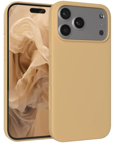 EAZY CASE Premium Silikon Hülle für iPhone 17 Pro Max - Handyhülle, Stoßfest, Schutzhülle mit Kameraschutz, Kratzfester weicher Mikrofaser-Innenfutter, Slim Silikon Cover Case Bumper - Nude Beige