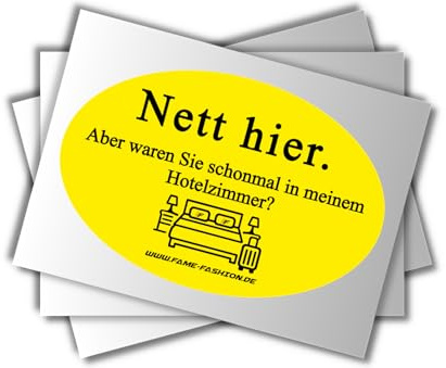 NETT HIER Hotelzimmer STICKER Party Sticker – Witziger Malle Spruch als Fun- & Meme-Aufkleber für den Mallorca-Trip, JGAs, Urlaub, Partys, Trinkspiele und vieles mehr (20)