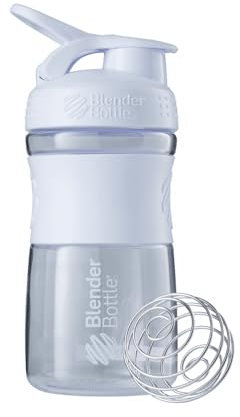 BlenderBottle Sportmixer Tritan Trinkflasche mit BlenderBall, geeignet als Protein Shaker, Eiweißshaker, Wasserflasche oder für Fitness Shakes, BPA frei, skaliert bis 500 ml, 590 ml, weiß