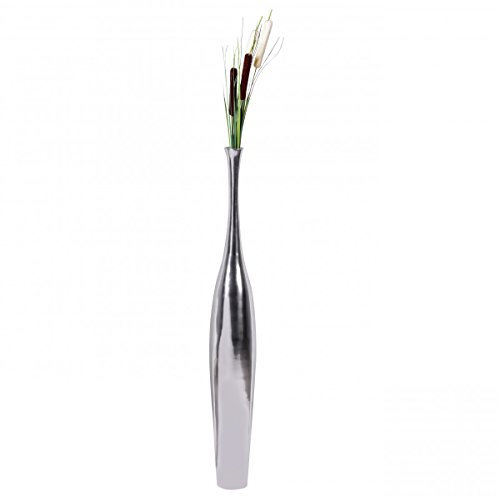 FineBuy Deko-Vase Design Aluminium-Dekoration Wohndeko modern Blumenvase Farbe Silber Tischdeko Designvase Tischvase
