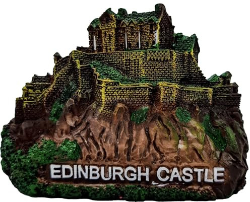 I LUV LTD Scottish Fridge Magnet Resin with 3D Effect, Edinburgh Castle Design, Hand-Painted Resin Travel Sticker Souvenir, Handmade Home & Kitchen Collection Gift