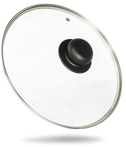 Kerafactum® - Coperchio per pentole, in vetro con manico in plastica, anello in acciaio inox e foro di sfiato in diverse misure (12 cm)