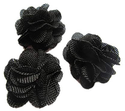 YYCRAFT 15pcs Burlap Flower Roses,3D Fabric Flowers for Headbands Hair Accessory DIY Crafts/Wedding Party Decorations/Scrapbooking Embellishments(2.25,Black)