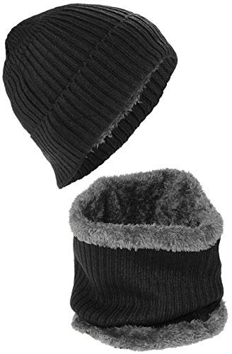 Harrys-Collection Mützen Set mit Loop Schal, Kopfgröße:Einheitsgröße, Farben:schwarz