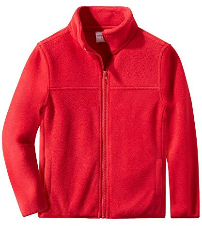 Spring&Gege Ragazzo Giacce in Pile Polare con Zip Fleece Jacket Tinta unita all'aperto per Bambino, rosso, 5-6 anni