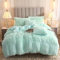 Uhamho Flauschiges Bettwäsche-Set aus Kunstpelz, Samt, Daunendecke mit Kissenbezügen, ultraweich, warm (Queensize, Aqua)