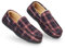 DUNLOP Moccasins Slippers Men Loafers Faux Fur Slippers Rubber Sole Memory Foam House Slippers Indoor Shoes Gifts For Men (NavyBurgundy, 10 UK)