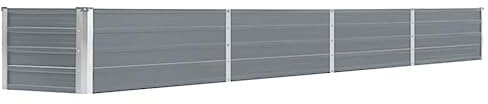 vidaXL Arriate de Jardín Macetero Caja para Plantar Plantas Macetas de Patio Exterior Acero Galvanizado Gris 320x40x77cm