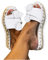 Sandales Plates Femme Bout Ouvert Pantoufles Slip-on Été Claquettes Nu Pieds Semelle Compensée Confortable Chaussures Antidérapant de Plage Wedges Platform Slipper Bohemia Beach Sandals (Blanc, 40)