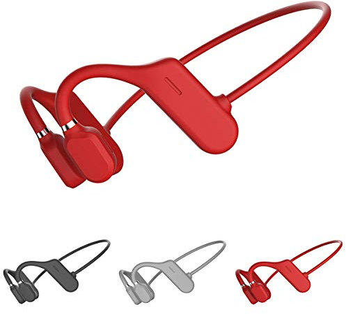 Queen.Y Bone Conduction Headphone Bluetooth Open Ear Wireless HiFi Stereo Earphone with Mic for Sports Fitness Cycling Running Driving (Red)