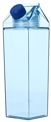 Cabilock Milchkarton Wasserflasche 500Ml Plastik Milchbox Saftflasche Klare Milchflaschen Tragbare Wasserflasche Blau