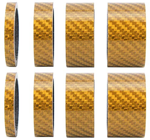 VGEBY Bicycle Headset Stem Washer, 2 Set 5/10/15/20mm Lightweight Carbon Fiber Mountain Road Bike Headset Front Fork Spacer Stem Washer Cycling Accessory(gold) Ride