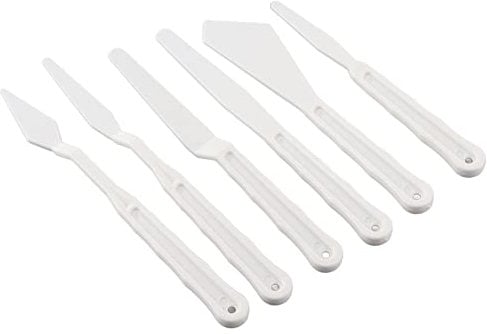 6Pcs Plastic Palette Knife Set, White Plastic Painting Palette Art Pigment Spatulas for Oil Acrylic Canvas Painting Art Color Mixing