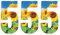 Pack of 3 Sunflower Sticky Numbers for Wheelie Bins - 5 ideal for Home, Office, Nurseries, Out Door Wheelie Bins, V1095 Packwith®