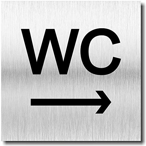 Türschild WC Pfeil rechts Toilette UV Druck 12 x 12cm - 3mm Aluverbund - Made in Germany - Art.Nr. 2017