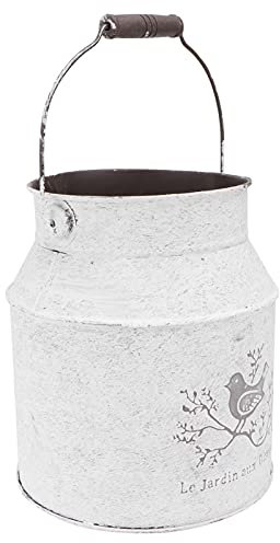 Happyyami Vintage Fleur De Métal Seau De Fer Ferme Fleur Vases Pot à Lait Planteur Vases Rustique Vase Jardin Décor (Gris Clair)