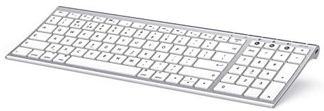 ASHU Bluetooth Keyboard for Mac, Multi-Device Ultra Slim Wireless Rechargeable Keyboard QWERTY UK Layout for Macbook iMac OS iPad iOS, White and Silver