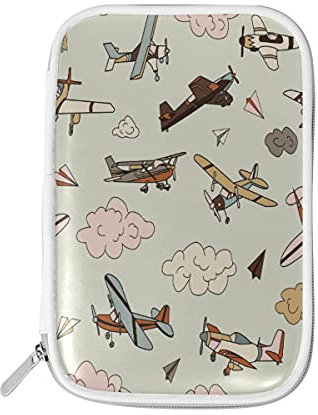RXYY Federmäppchen Retro Flugzeuge Wolken Halter Bleistift Tasche Reißverschluss Schreibwaren Reisetasche Tasche Organizer Pinsel Kosmetik Stifttasche für Schule Mädchen Jungen