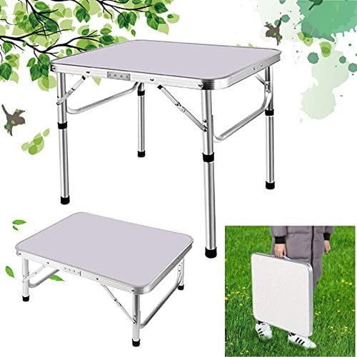 2ft Utility Table Folding Laptop Desk Computer Workstation Small Home Office Utility Study Writing Fold Up Desk, Compact Foldable Table with 2 Adjustable Height for Kitchen Dining Table, 60x45x26/56cm