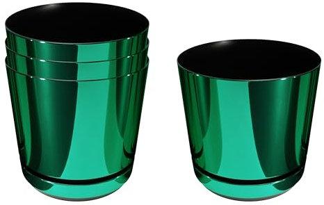KORAD Conjunto de 4 macetas con Plato de 16 cm de diámetro, Modelo 087 - Verde Brillante; Moderno, Alto Brillo, Estilo clásico, rústico, Loft, para Plantas, Hierbas, Flores y composiciones Vegetales.
