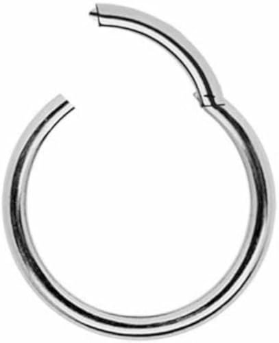 CLICKER TITAN G23 Silber SEGMENTRING Piercing Ring Scharnier Segment Septum Nase Ohr Helix Lippe Augenbraue Tragus Piercingring Klicker TITANIUM GRADE 23 Silbern (1,2 mm x 10 mm)