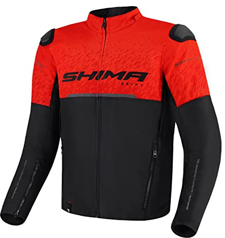 SHIMA DRIFT Motorrad Jacke Herren mit Protektoren AIRFORCE Rückenprotektor Motorradjacke Sommer Schulter Protektor Ellbogen Textiljacke Schutzjacken Protektorenjacke Stadt (Männer, Rot, XXL)