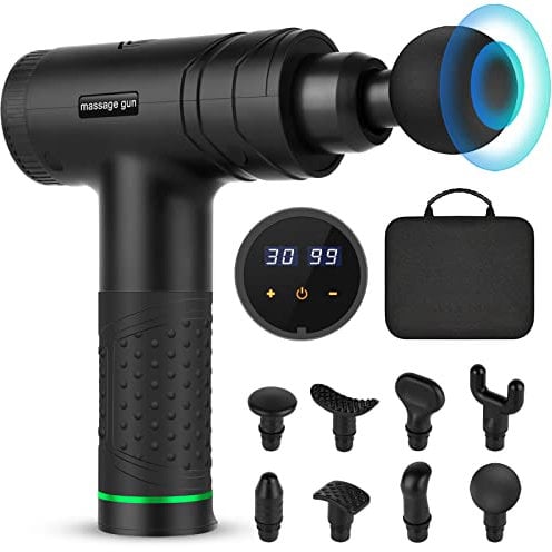 Uplayteck Massage Gun Deep Tissue - Powerful 30 Speeds Handheld Muscle Massager with 8 Heads, Portable Carrying Case, LCD Touch Screen & 2500mAh Long-Lasting Battery, 3200rpm for Muscle Relaxation