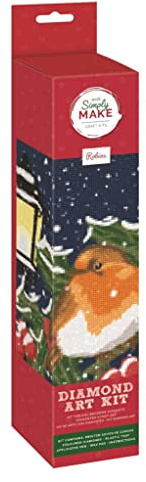 Simply Make Christmas Diamond Art Kit - Robins Diamond Painting Kits for Adults, Picture Canvas with Accessories, For Home Decor or Wall Hang Accessory, Gem Tool Included - Art & Craft Kit