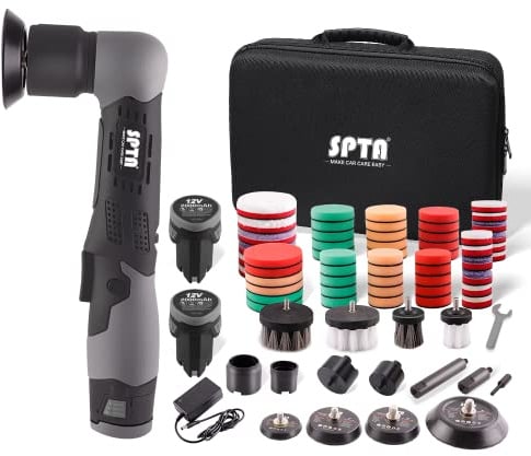 SPTA Cordless Mini Polisher, 12V Cordless Multi Polisher, Micro Cordless Scratches Killer Car Polisher RO/DA Mini Auto Machine Sets With Polishing Pad And Wool Pads for polishing, Sanding and Cleaning