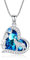 Wolf Kette Sterling Silber Liebesherz Wolf Kristall Halskette Wolf Anhänger Geschenke Weihnachts für Damen Teenager Mädchen（ Kette 18 Zoll + 2 Zoll ）