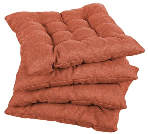 Gutekissen® Stuhlkissen gesteppt Quadrat Polsterauflage Auflage für Stühle/Bänke für Haus und Garten Sitzauflage Gartenkissen Sitzkissen viele Farben (45x45, Orange, 4)