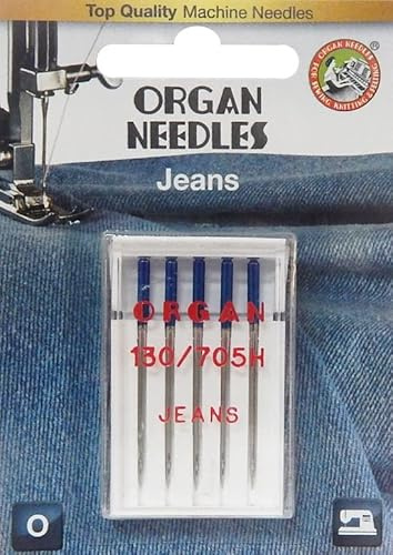 Nähmit - Organ JEANSNADEL Flachkolben Nähmaschinennadeln System 130/705 H-J (90er)