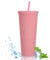TWSOUL Studded Cup Tumbler 710ml Studded Tumbler with Lid and Straw Reusable Cold Cup for iced Coffee Double Walled Plastic Water Bottl (Pink)